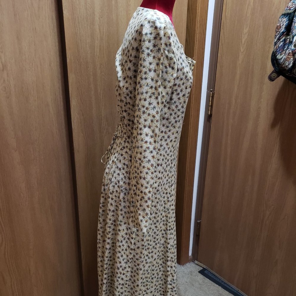 Vintage Long-Sleeved 90s Maxi Dress w/Lace-up Back - Picture 2 of 7